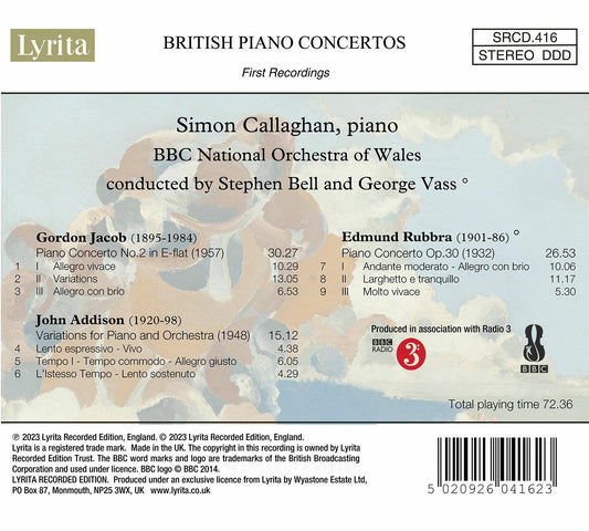 British Piano Concertos, Vol. 2 / Simon Callaghan; BBC NO of Wales