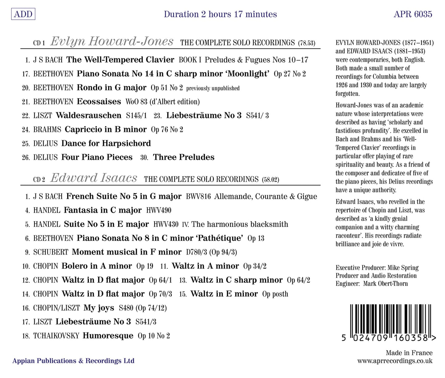 Two Forgotten English Pianists - Evlyn Howard-Jones & Edward