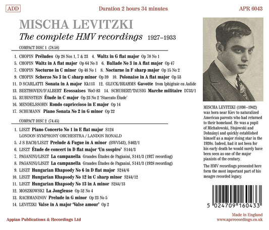 Mischa Levitzki - The Complete Hmv Recordings Mischa Levitzki, London Symphony Orchestra
