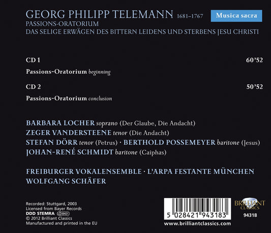 Telemann: Passions - Oratorium - Seliges Erwägen des bittern
