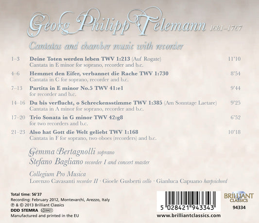 Telemann: Cantatas and Chamber Music with Recorder