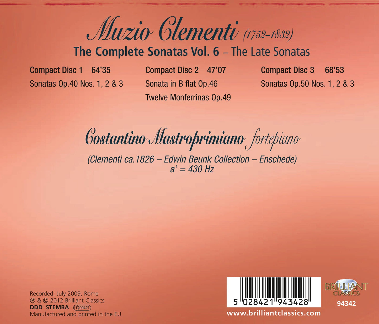 Clementi - Complete Sonatas, Vol. 6