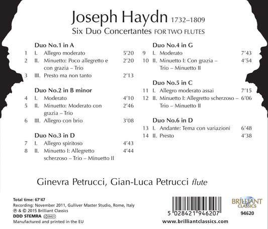 HAYDN: Six Duo Concertantes for two Flutes