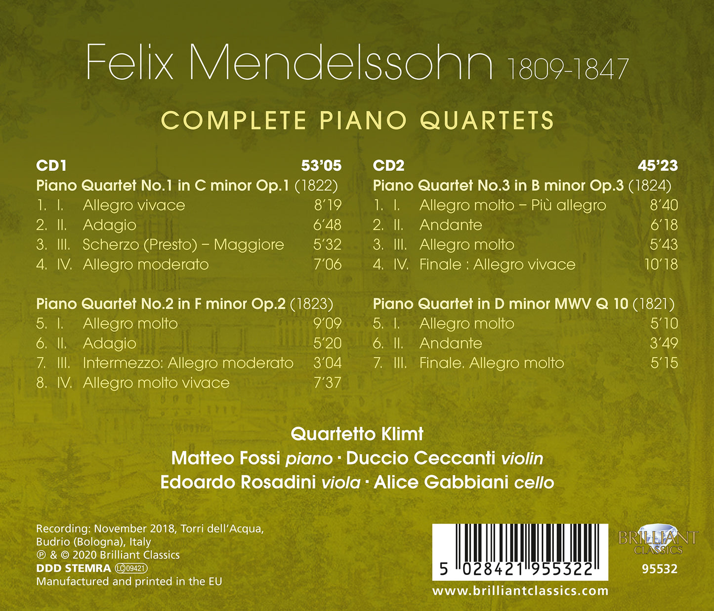 Mendelssohn: Complete Piano Quartets