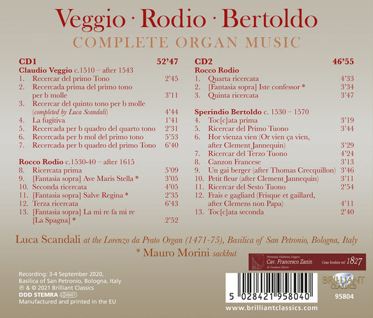 Veggio - Rodio - Bertoldo: Complete Organ Music