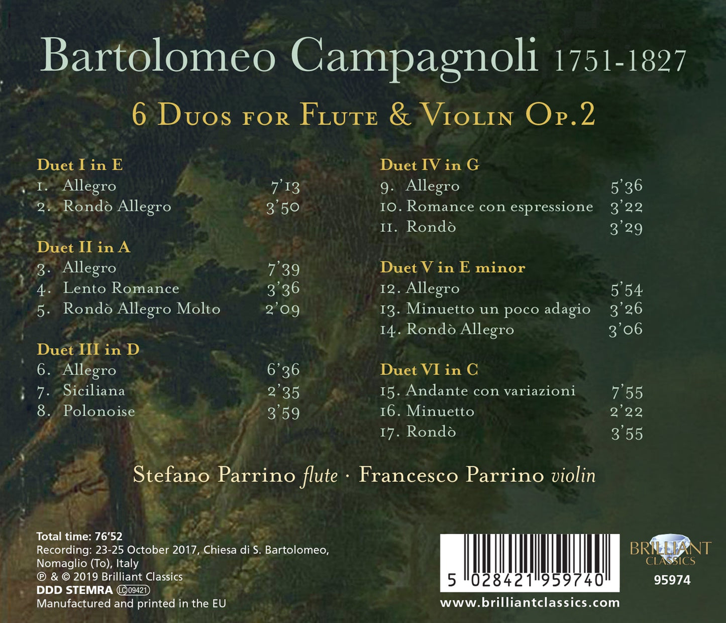 Campagnoli: 6 Duos for Flute and Violin, Op. 2