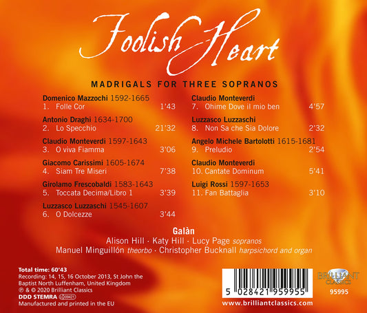 Foolish Heart: Madrigals For Three Sopranos