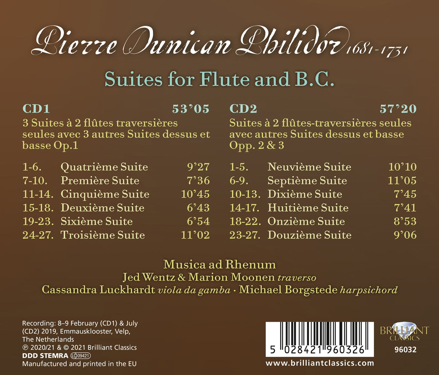 Philidor: Suites For Flute And B.C.