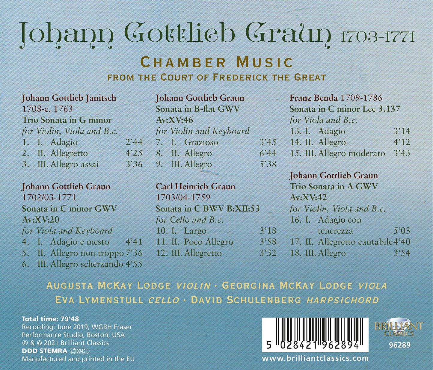 J.G. Graun: Chamber Music