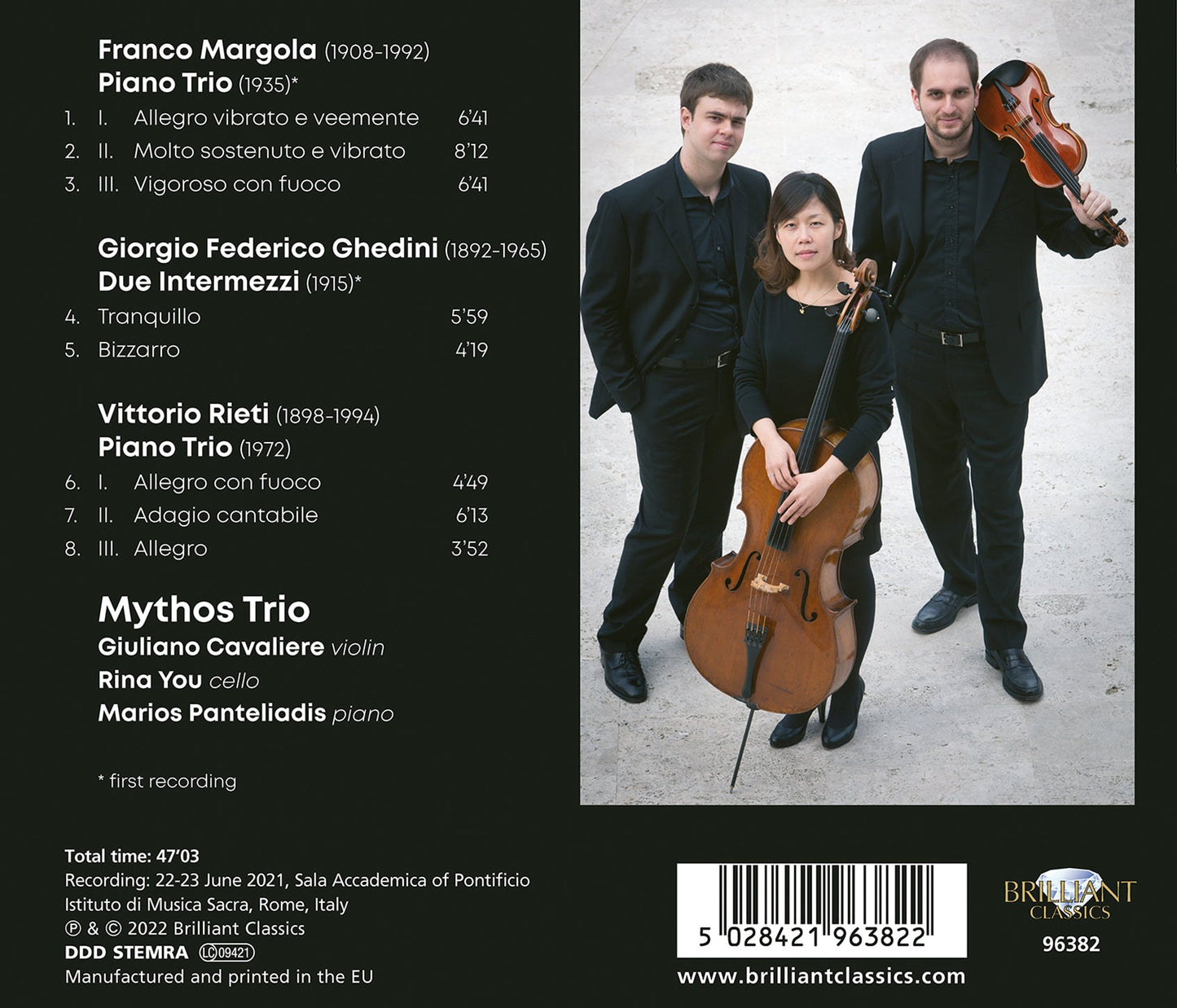 Margola, Ghedini & Rieti: Piano Trios Mythos Trio