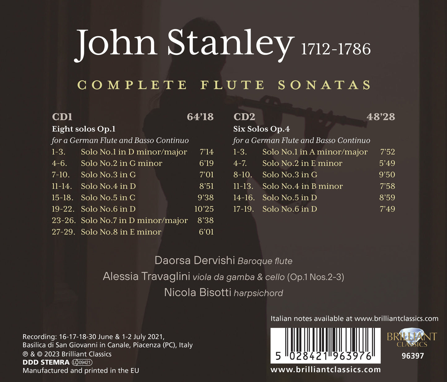 Stanley: Complete Flute Sonatas