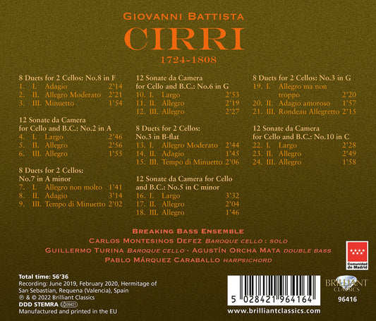 Cirri: Sonatas & Duos For Cello