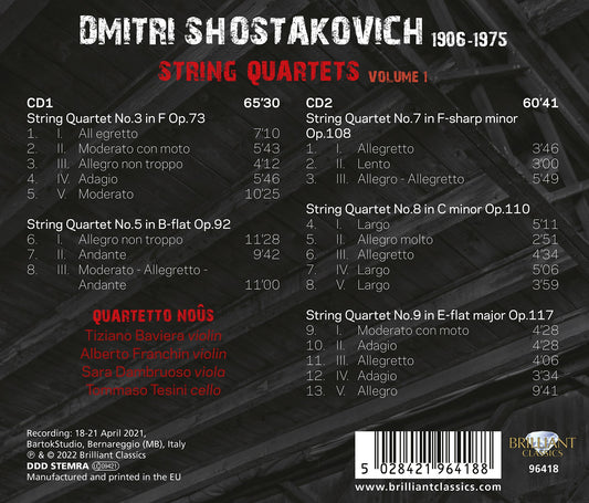 Shostakovich: String Quartets, Vol. 1