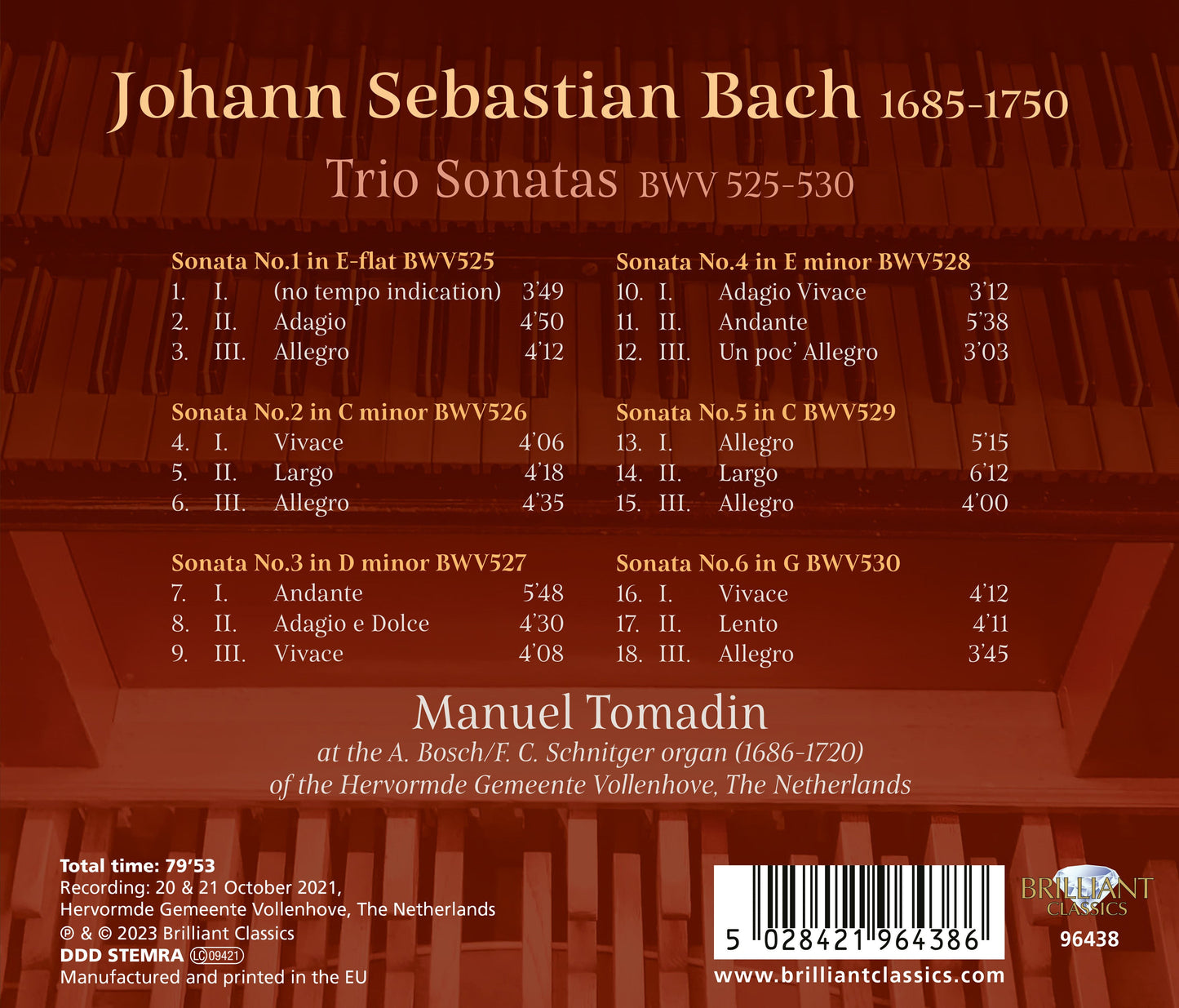 J.S. Bach: Trio Sonatas Bwv 525-530