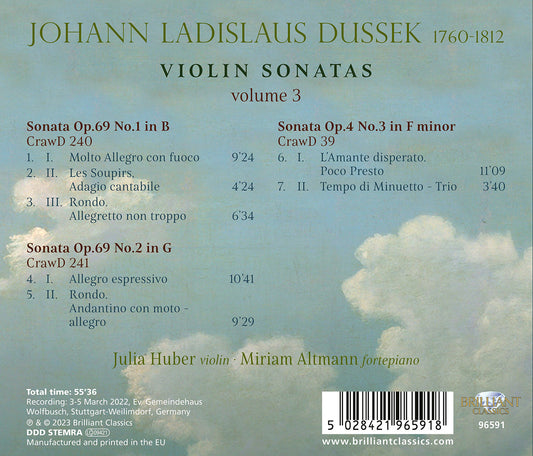 Dussek: Violin Sonatas, Vol. 3