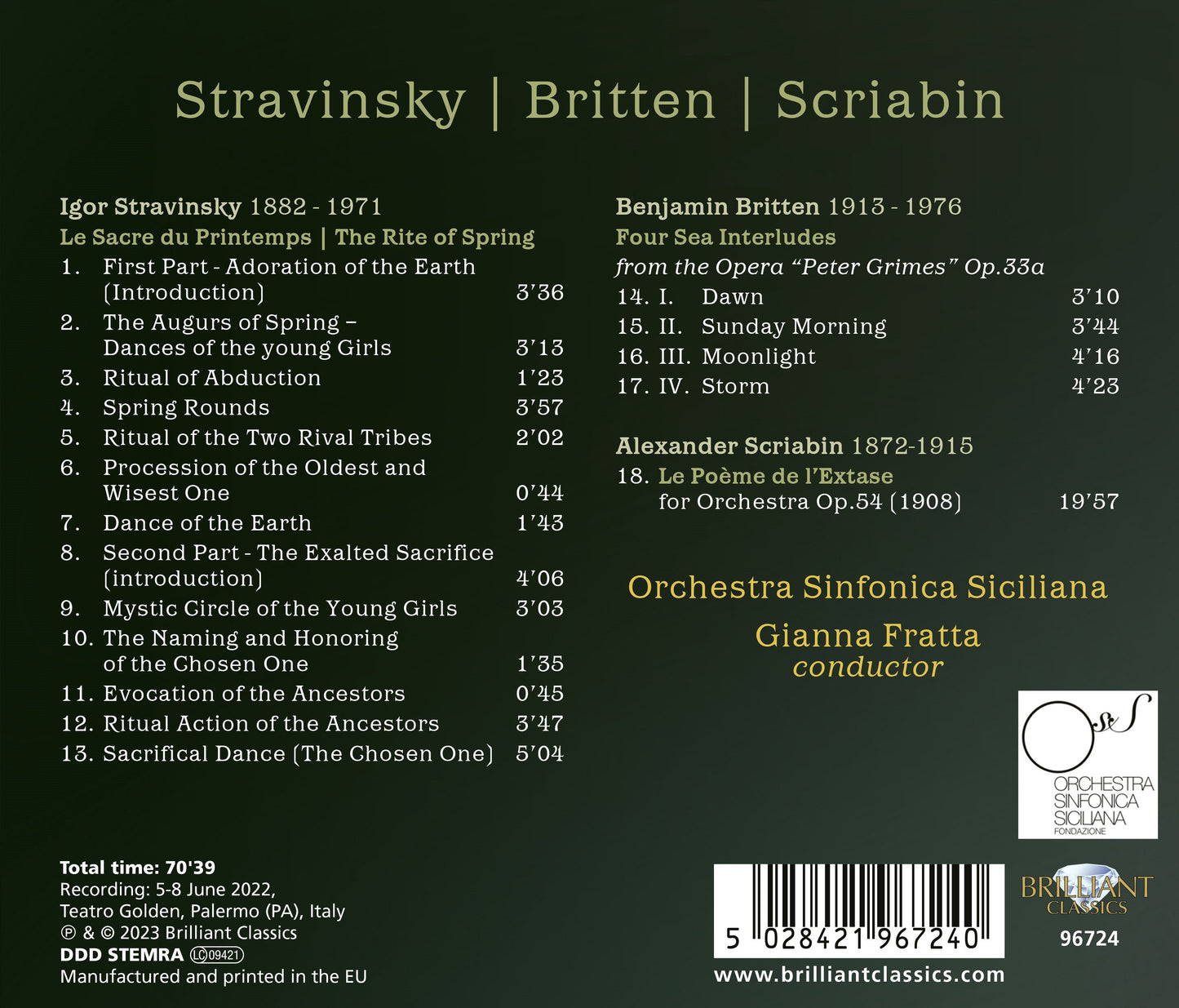 Stravinsky, Britten & Scriabin: Orchestral Music
