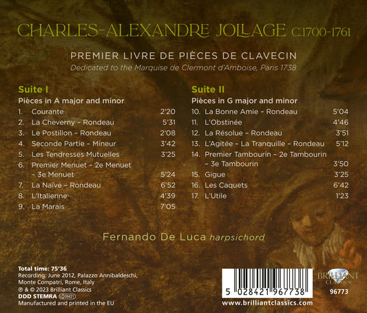 Jollage: Premier Livre De Pieces De Clavecin