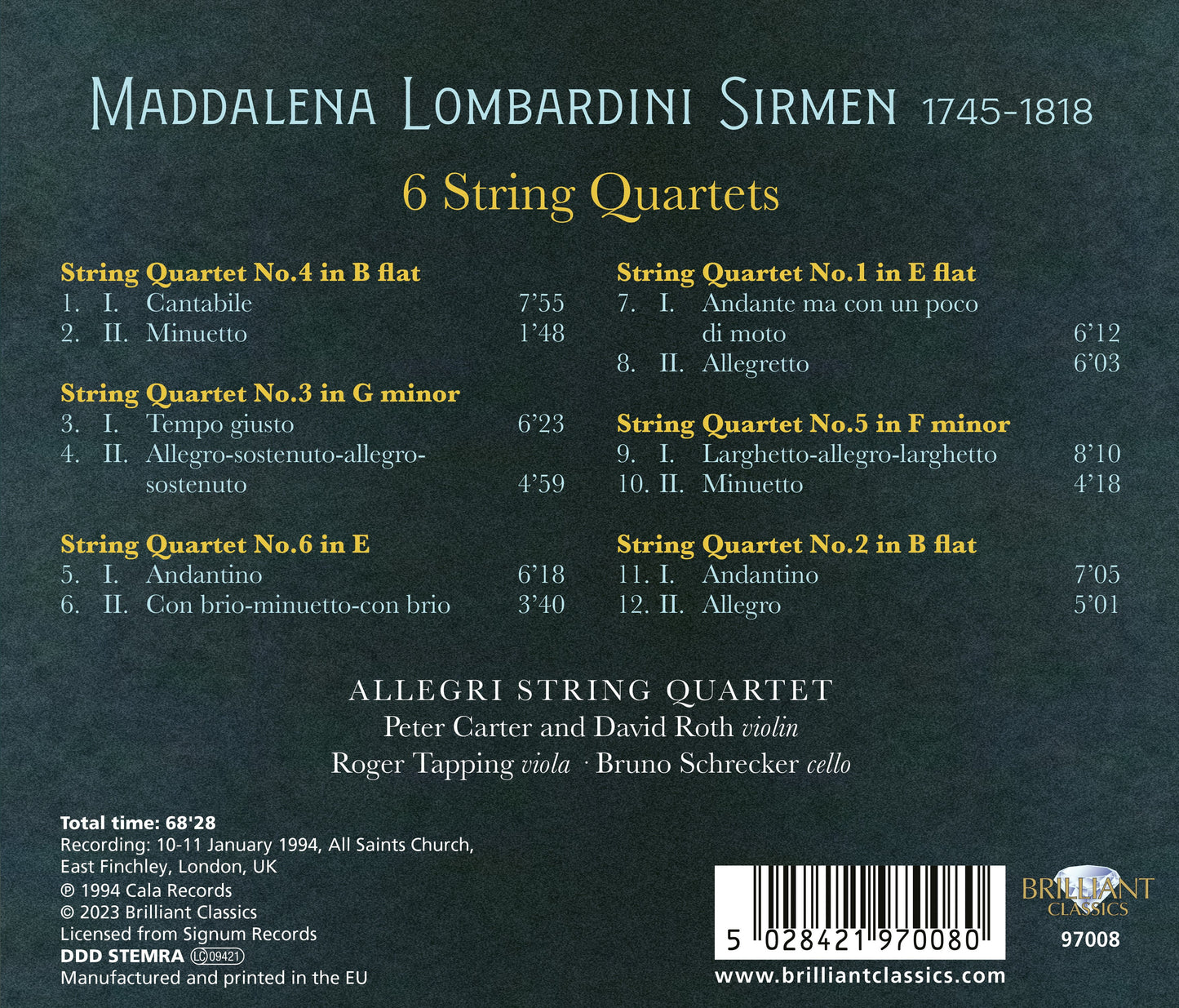 Sirmen: 6 String Quartets