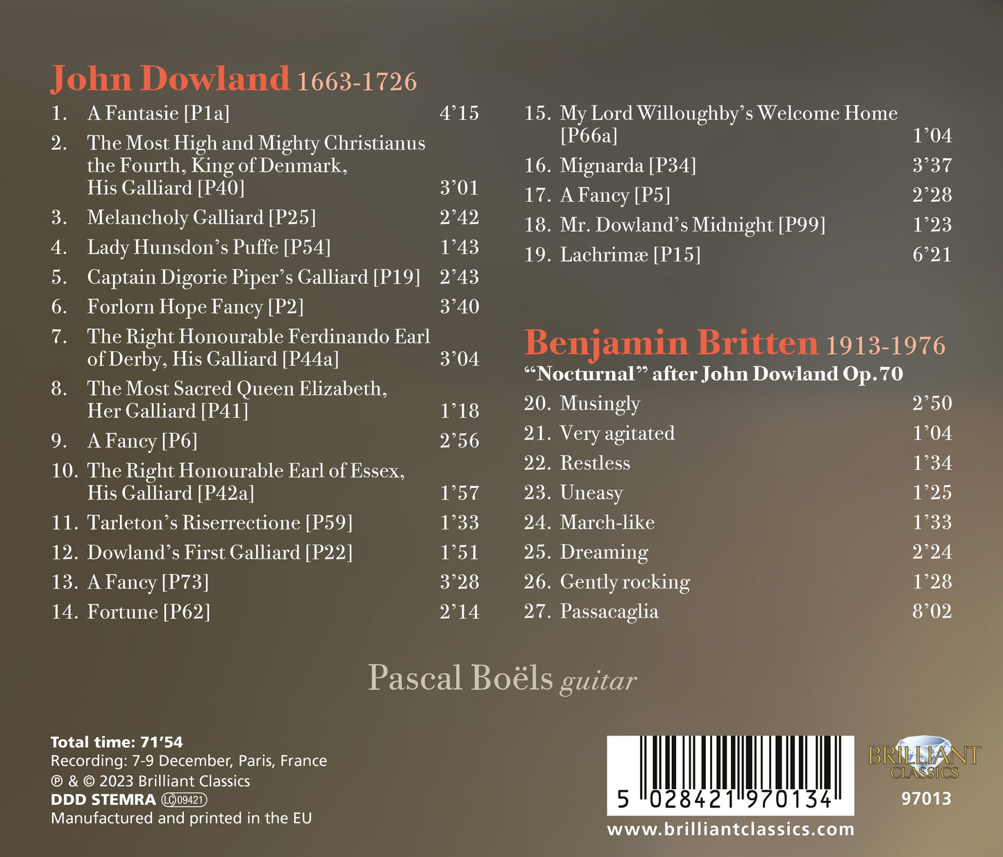 Dowland: Melancholy; Britten: Nocturnal