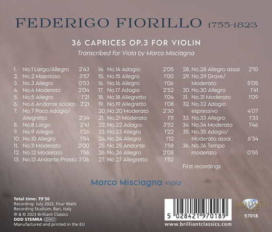 Fiorillo: 36 Caprices, Op. 3 For Violin, Transcribed For Vio