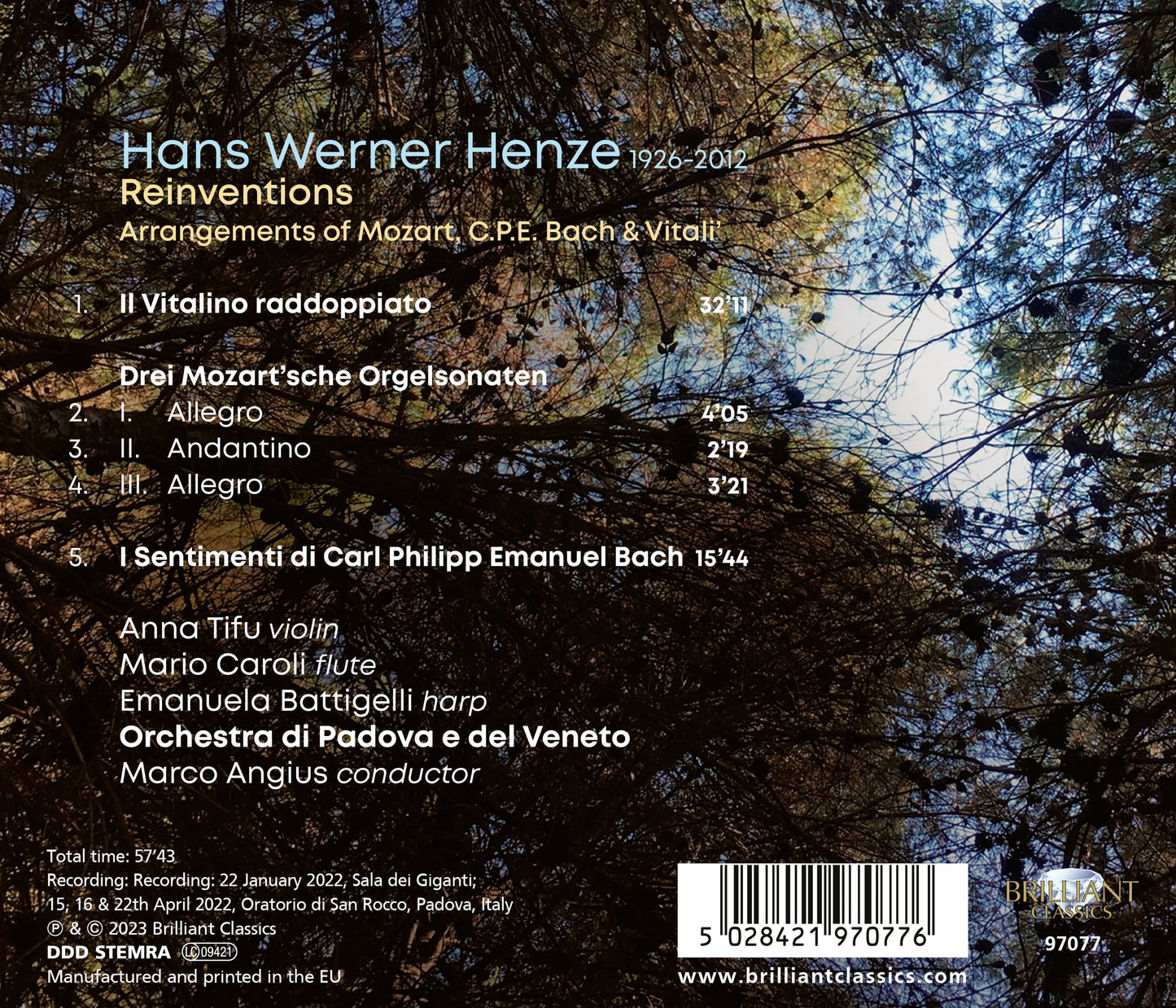 Henze: Reinventions; Arrangements of Mozart, C.P.E. Bach & V
