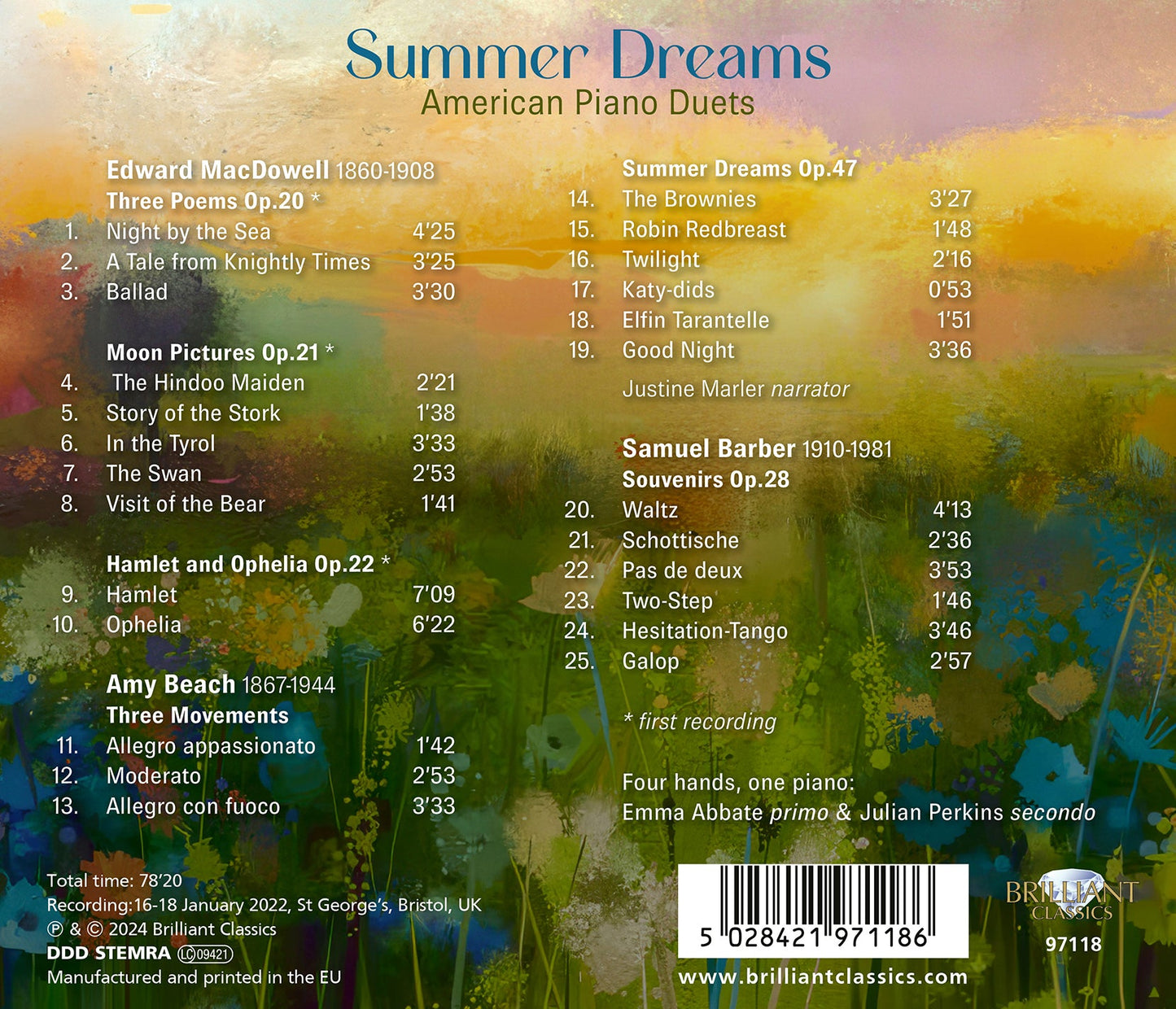 Macdowell, Beach & Barber: Summer Dreams - American Piano Du Emma Abbate, Julian Perkins