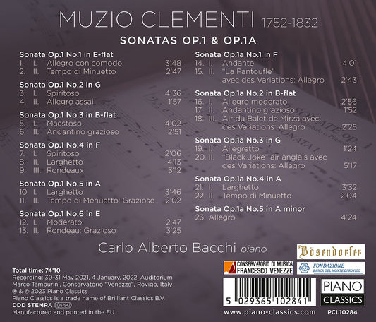 Clementi: Sonatas, Op. 1 & Op. 1A Carlo Alberto Bacchi