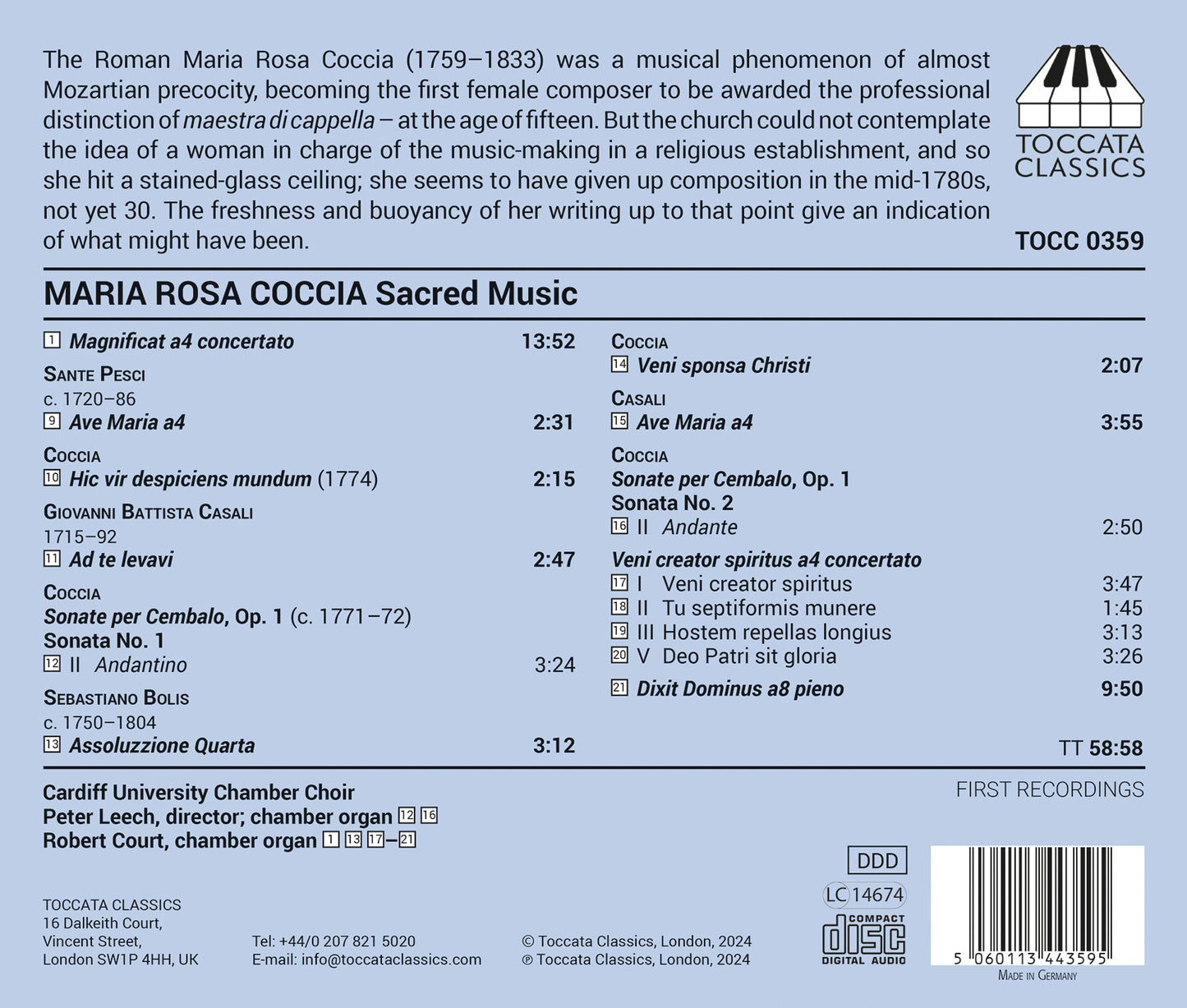 Coccia: Sacred Music