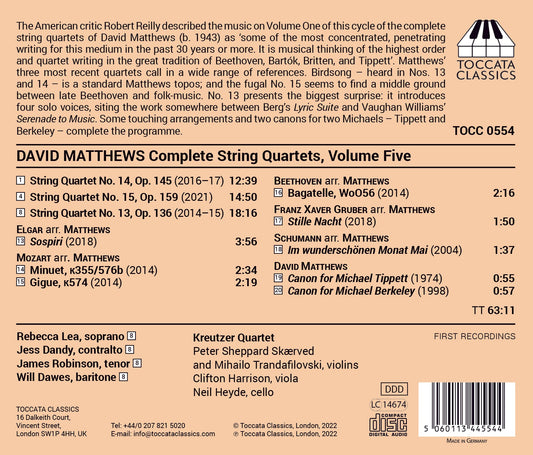 Matthews: Complete String Quartets, Vol. 5