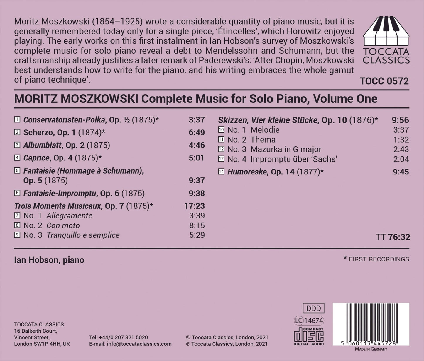 Moritz Moszkowski: Complete Music For Solo Piano, Volume One