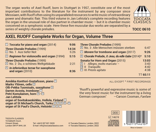 Ruoff: Complete Works for Organ, Vol. 3