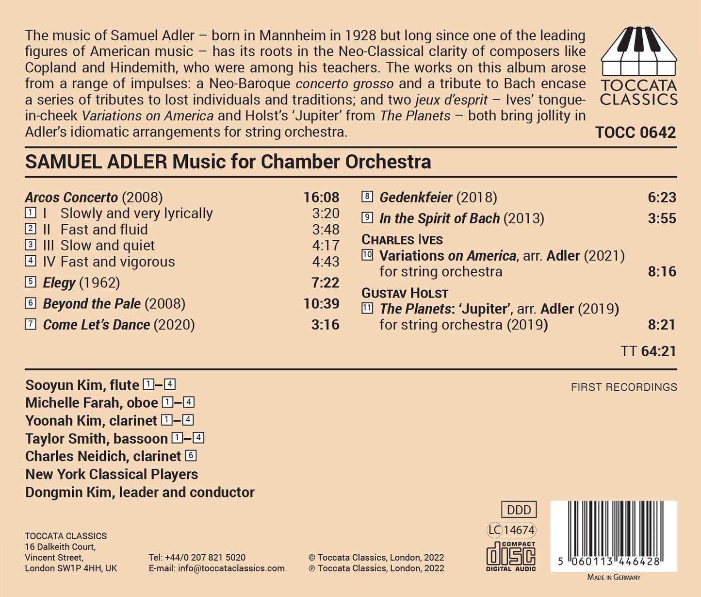 Music For Chamber Orchestra Kim, Farah, Kim, Smith, Neidich, New York Chamber Players, Kim