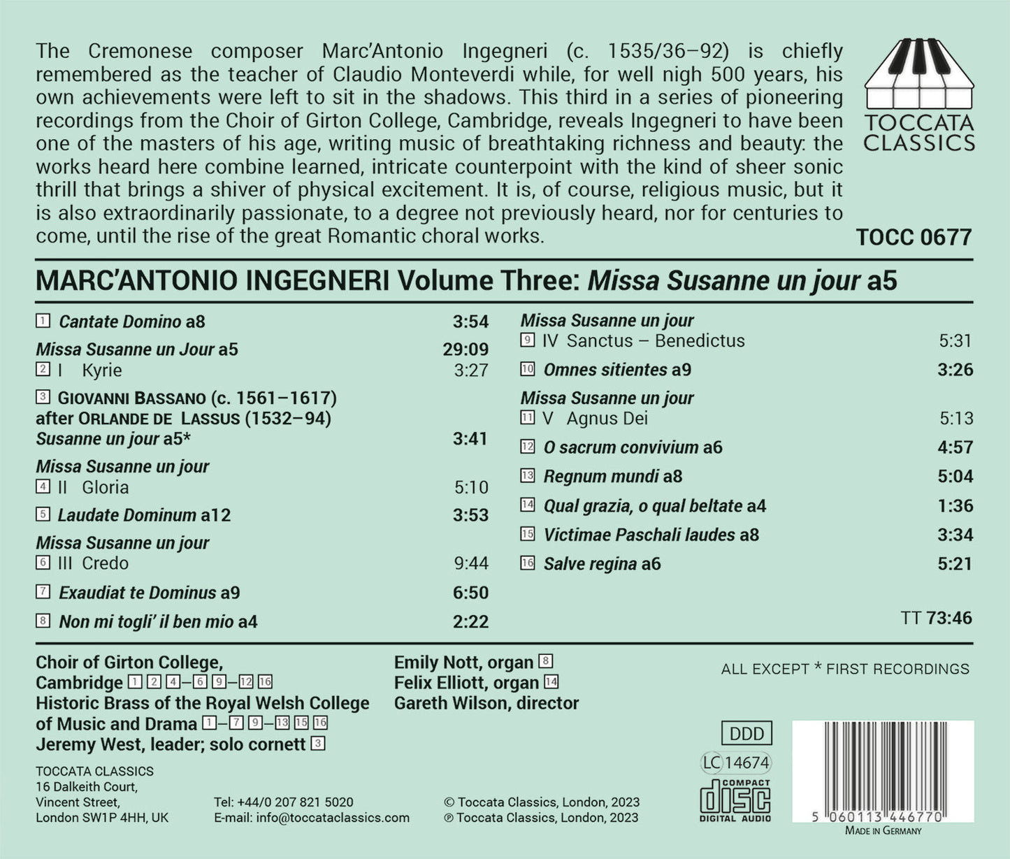 Ingegneri: Missa Susanne Un Jour A5, Vol. 3