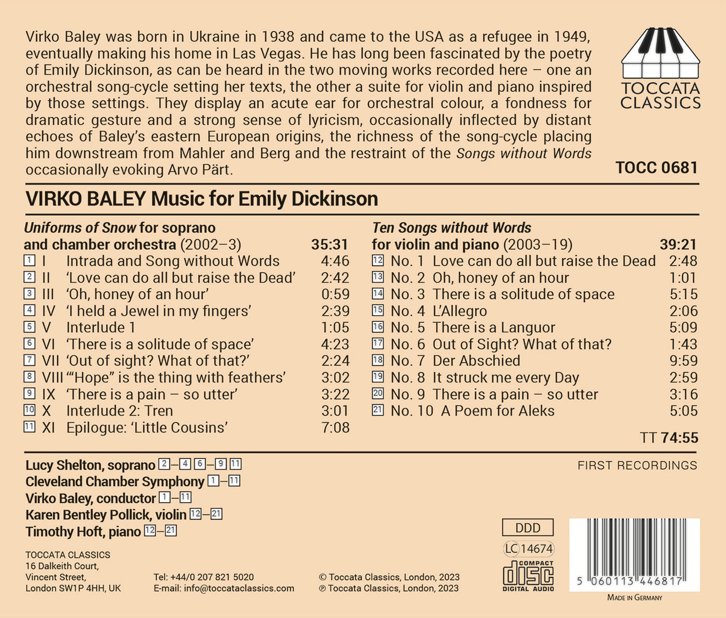 Baley: Music for Emily Dickinson