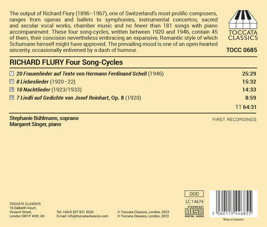 Flury: Four Song Cycles / Stephanie Bühlmann; Margaret Singer