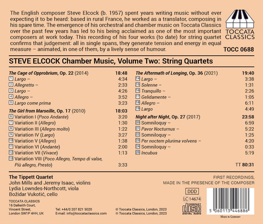 Elcock: Chamber Music, Vol. 2 - String Quartets