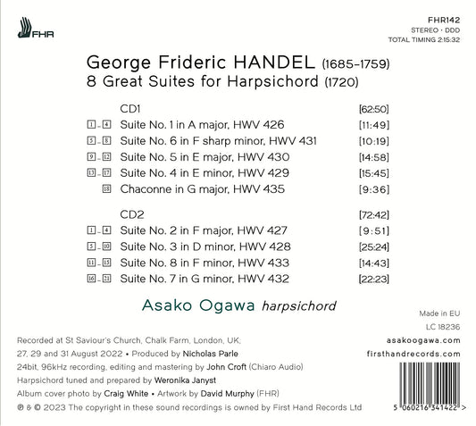 Handel: 8 Great Suites For Harpsichord