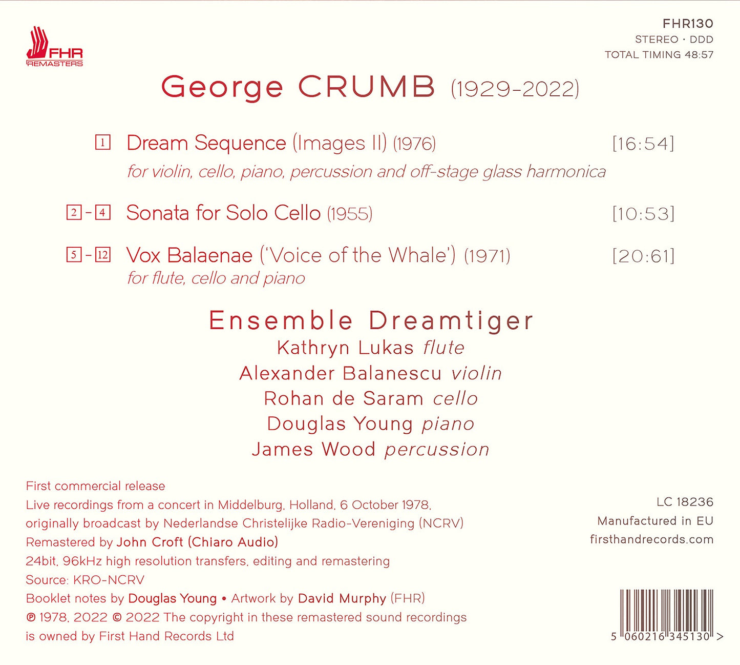 Crumb: Dream Sequence; Cello Sonata; Vox Balaenae