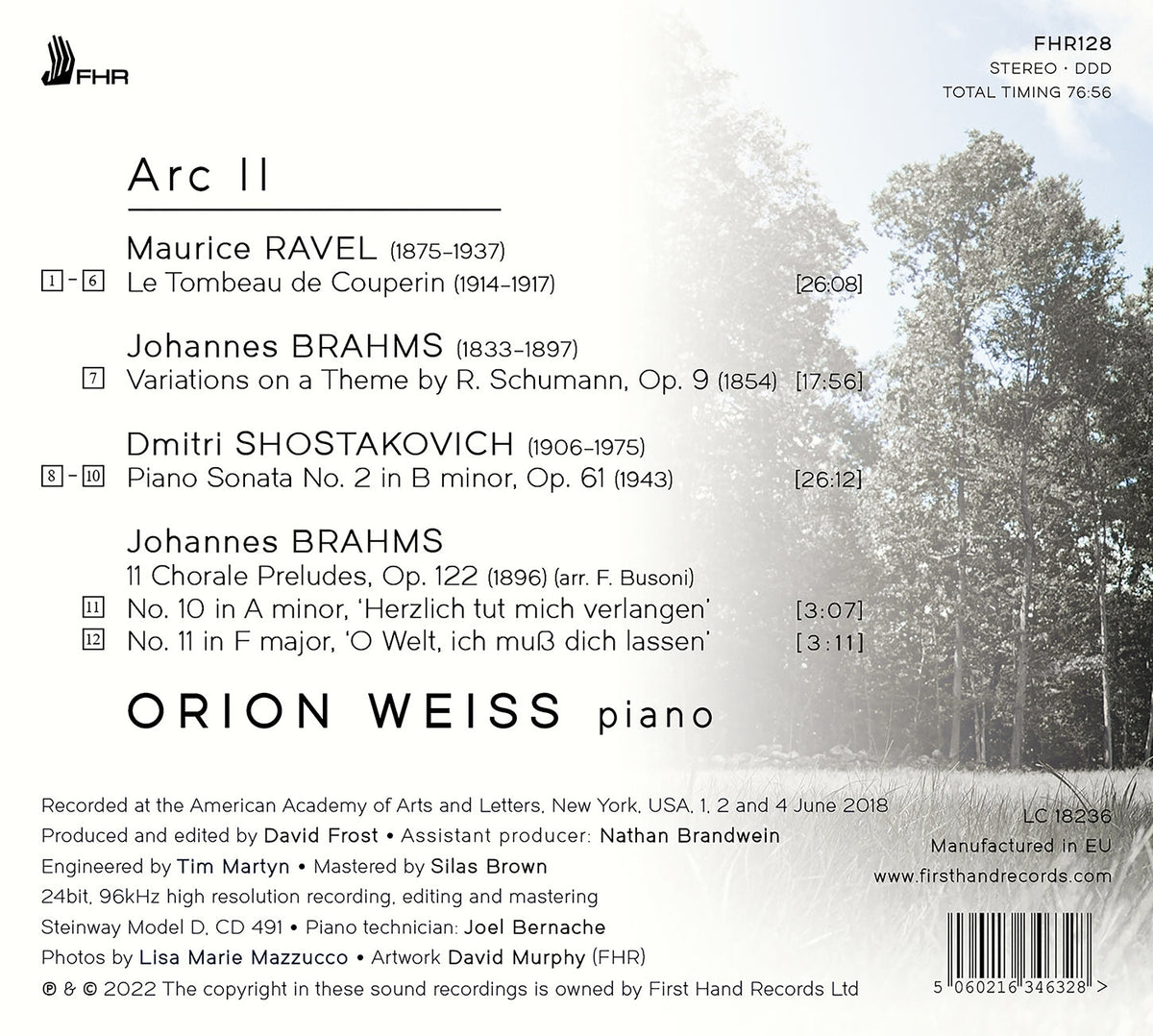 Ravel, Brahms & Shostakovich: Arc Ii Orion Weiss