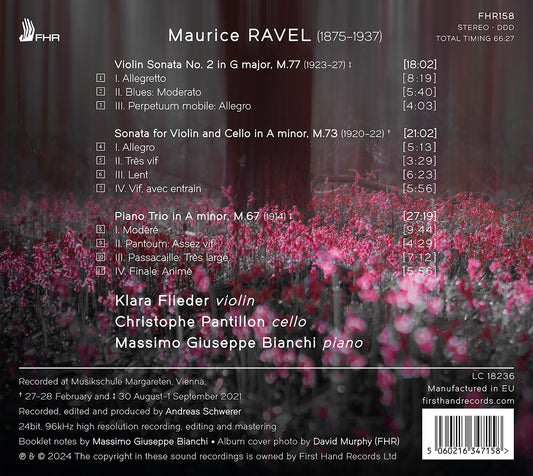 Ravel: Violin Sonata No. 2 in G major; Sonata for Violin & C