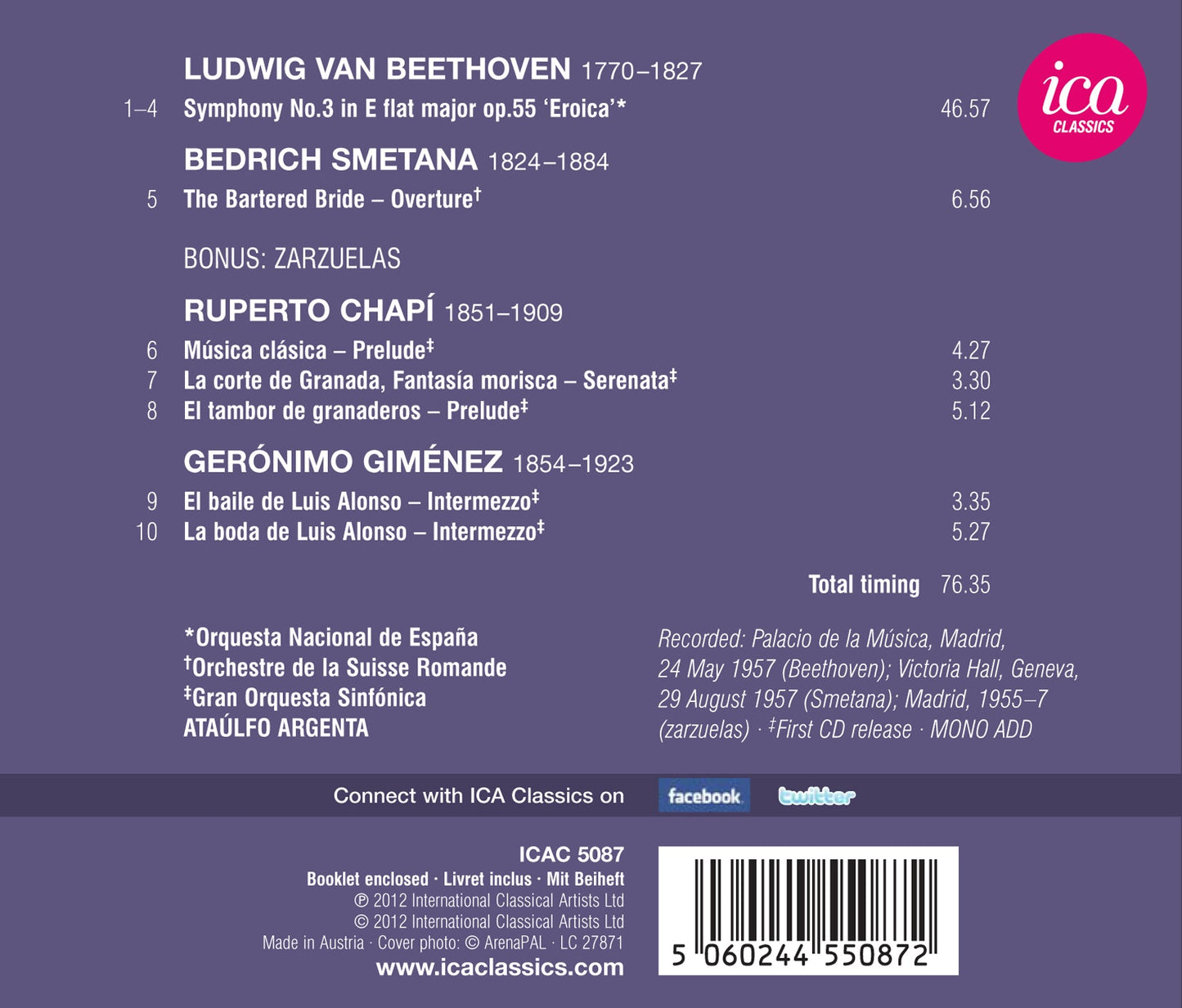 Beethoven: Symphony No. 3, "Eroica" - Smetana
The Bartered