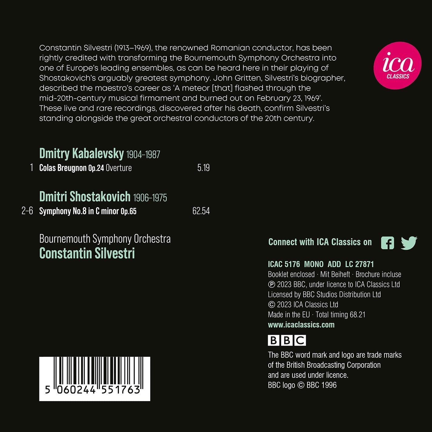 Shostakovich: Symphony No. 8; Kabalevsky: Colas Breugnon Ove