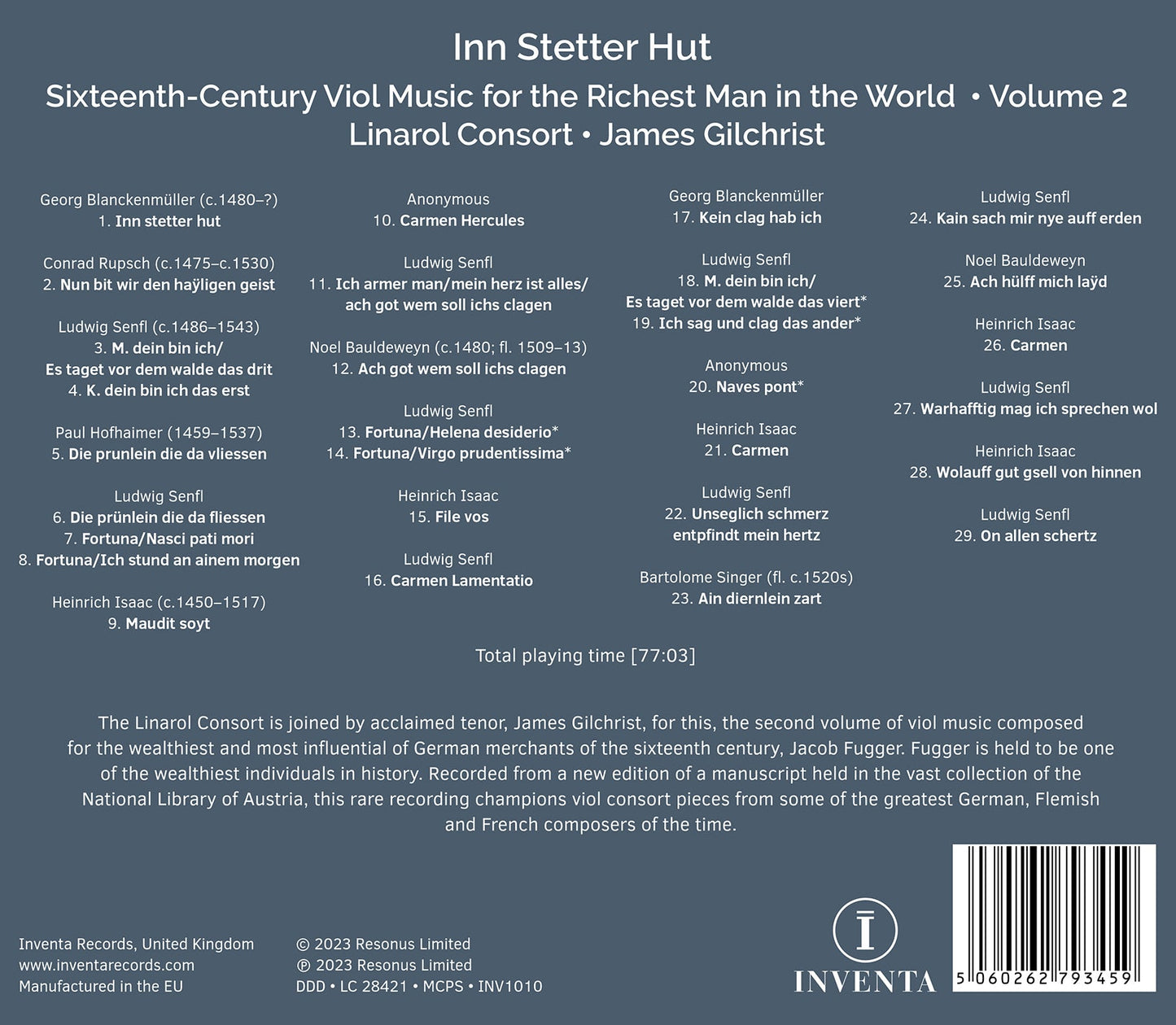 Inn Stetter Hut - 16th-Century Viol Music for the Richest Ma