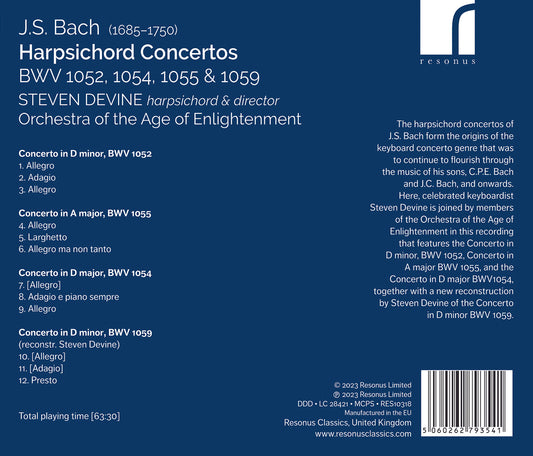 J.S. Bach: Harpsichord Concertos, BWV 1052, 1054, 1055 & 1059