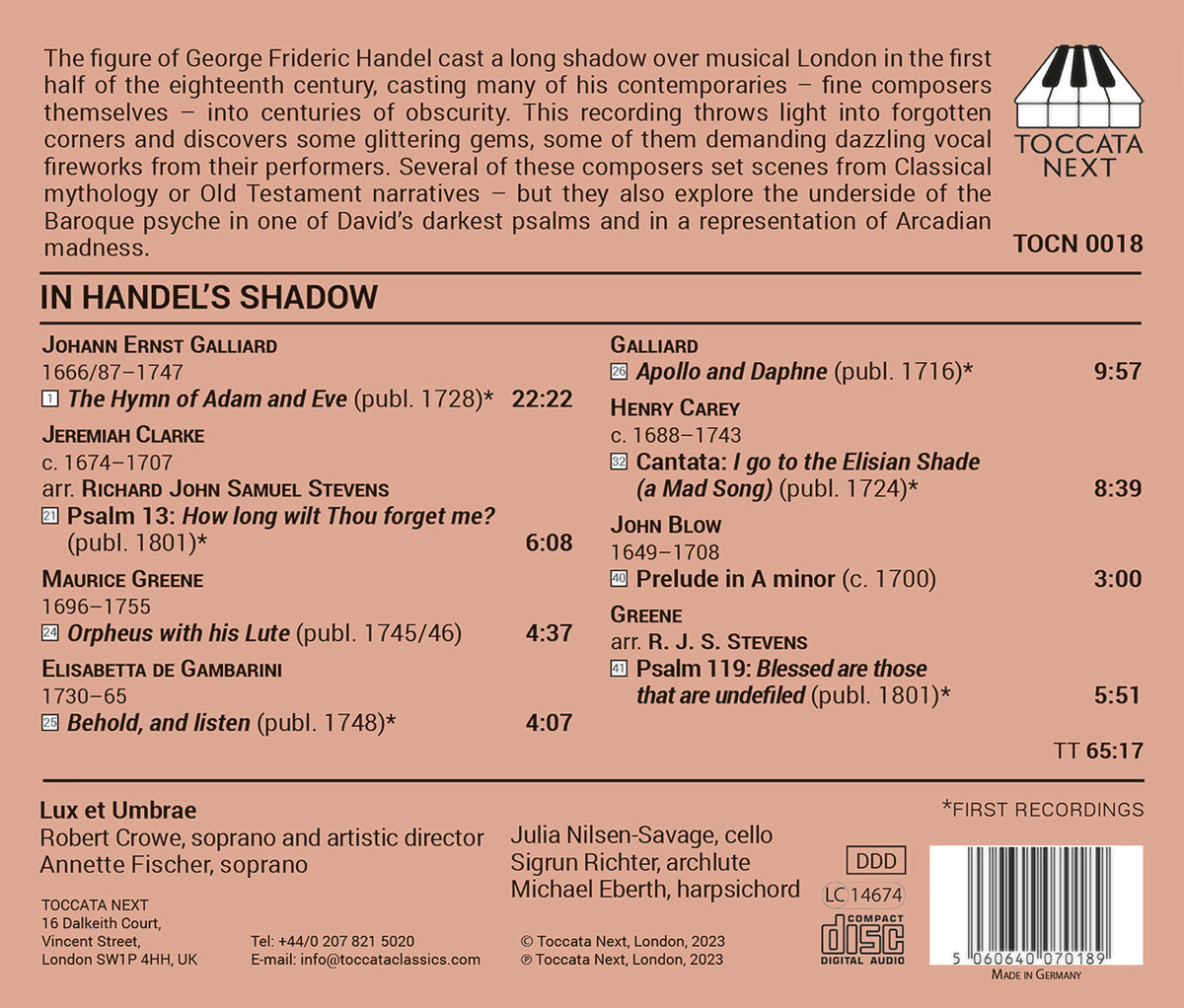 In Handel's Shadow - Vocal Music by His Rivals in Eighteenth