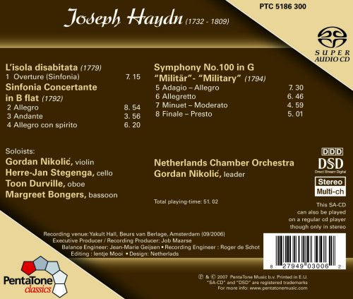 HAYDN: Sinfonia Concertante in B-Flat Major / Symphony No. 1