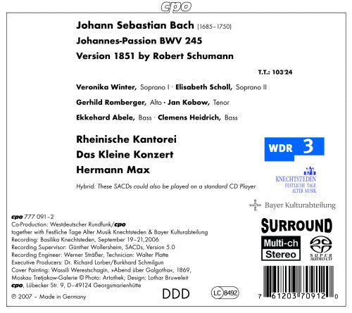 BACH, J.S.: St. John Passion (arr. R. Schumann)