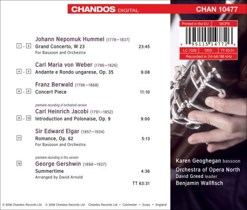 Bassoon Recital: Geoghegan, Karen - HUMMEL, J. / WEBER, C. M