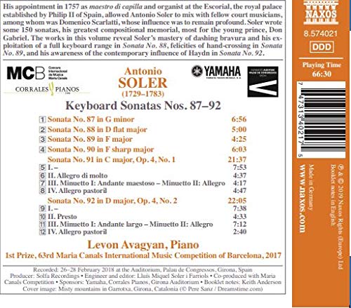 Soler: Keyboard Sonatas Nos. 87-92