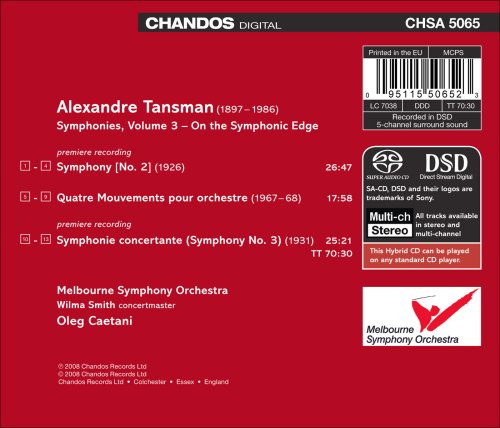 Tansman, A.: Symphonies, Vol. 3 - Nos. 2, 3